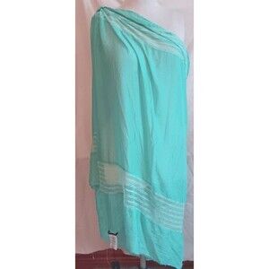 BCBG Maxazria Scarf Wrap Aquamarine Lace Border 70" x 44" Beachy New w/Tags